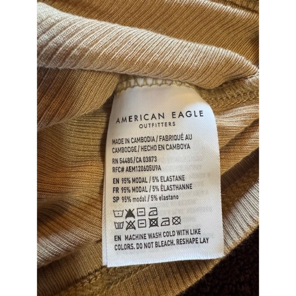 Y2K American Eagle Yellow Ruched Shirt MED Capsule Ribbed Crop Bella‎ Swan Elena - Picture 6 of 9